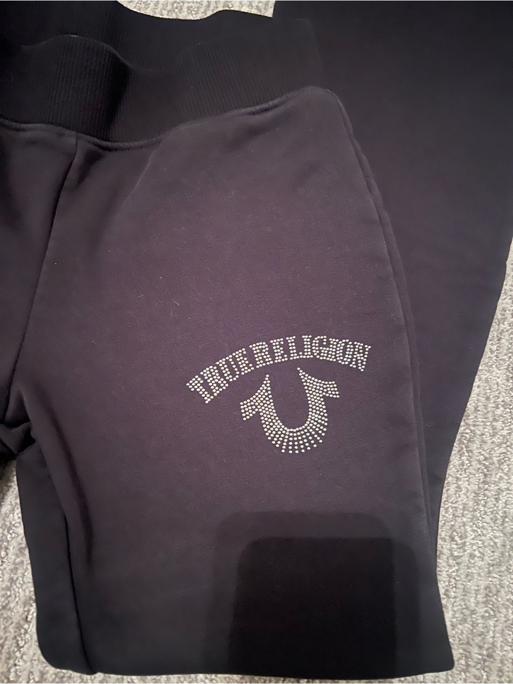 True Religion Black Rhinestone Logo Zip Hoodie & joggers - Picture 8 of 10